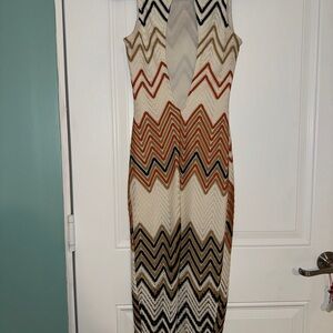 Privy White Tan Sheath Dress with Plunge Neckline for Cocktail